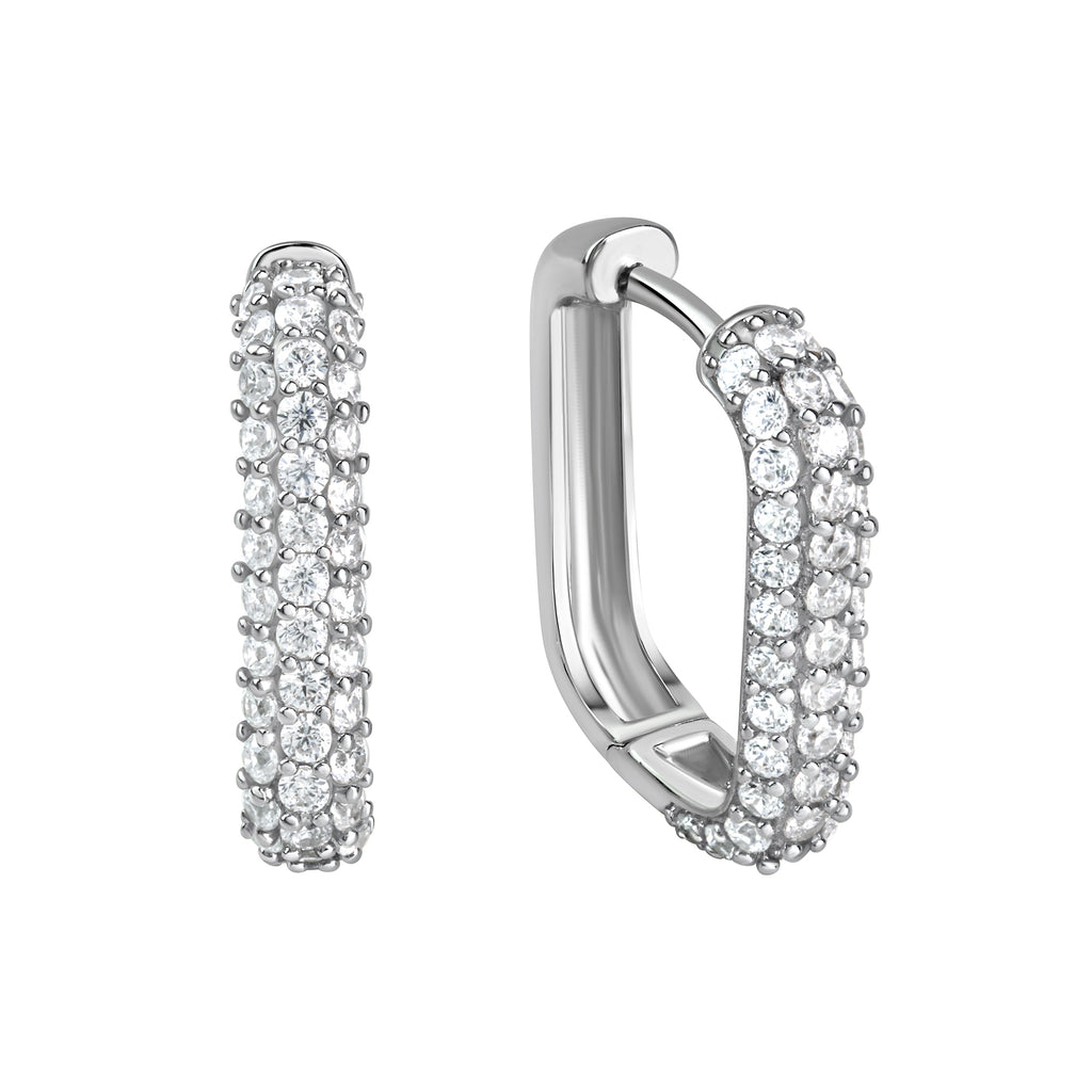 Creolen 925/- Sterling Silber rhodiniert Zirkonia
