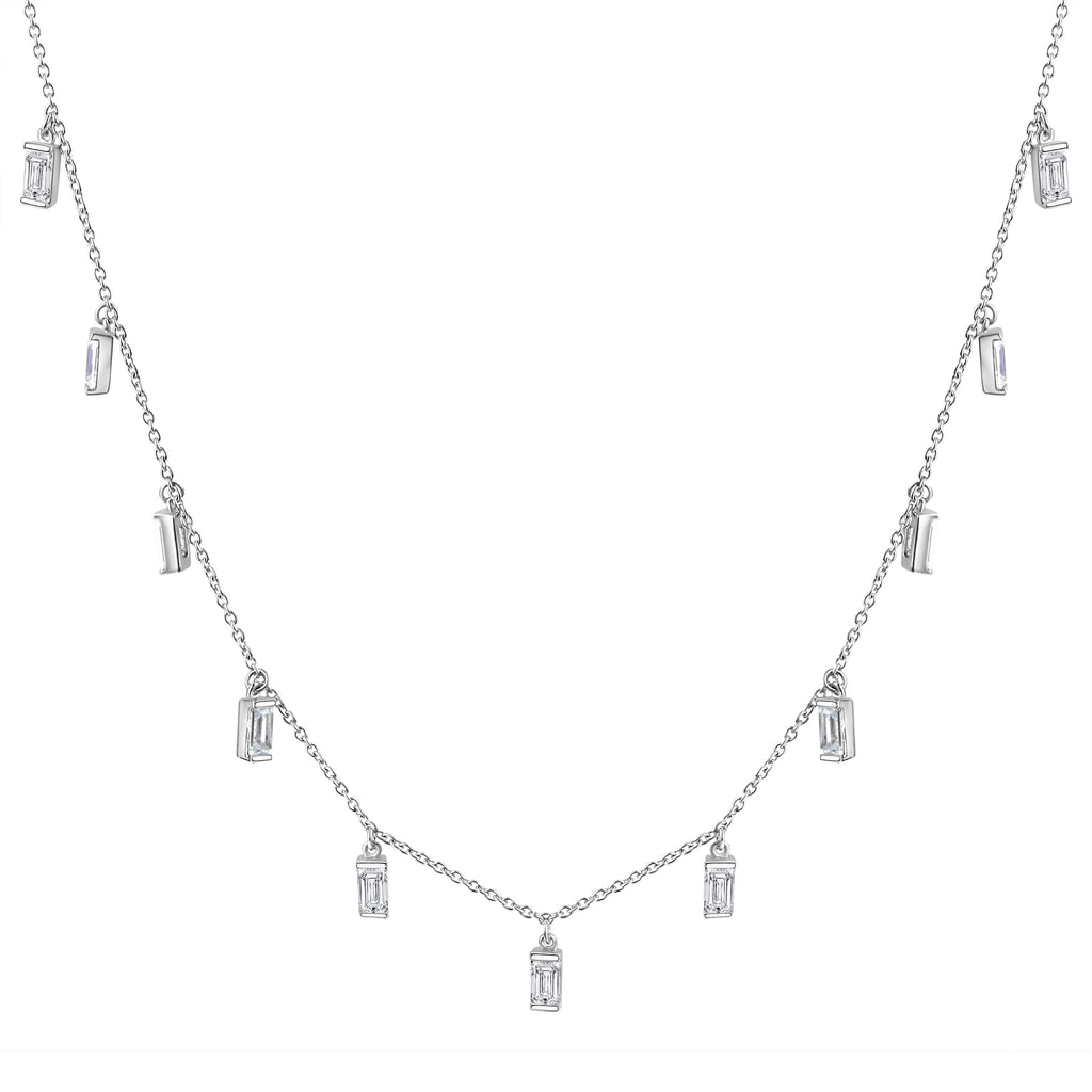 Kette 925/- Sterling Silber rhodiniert Zirkonia