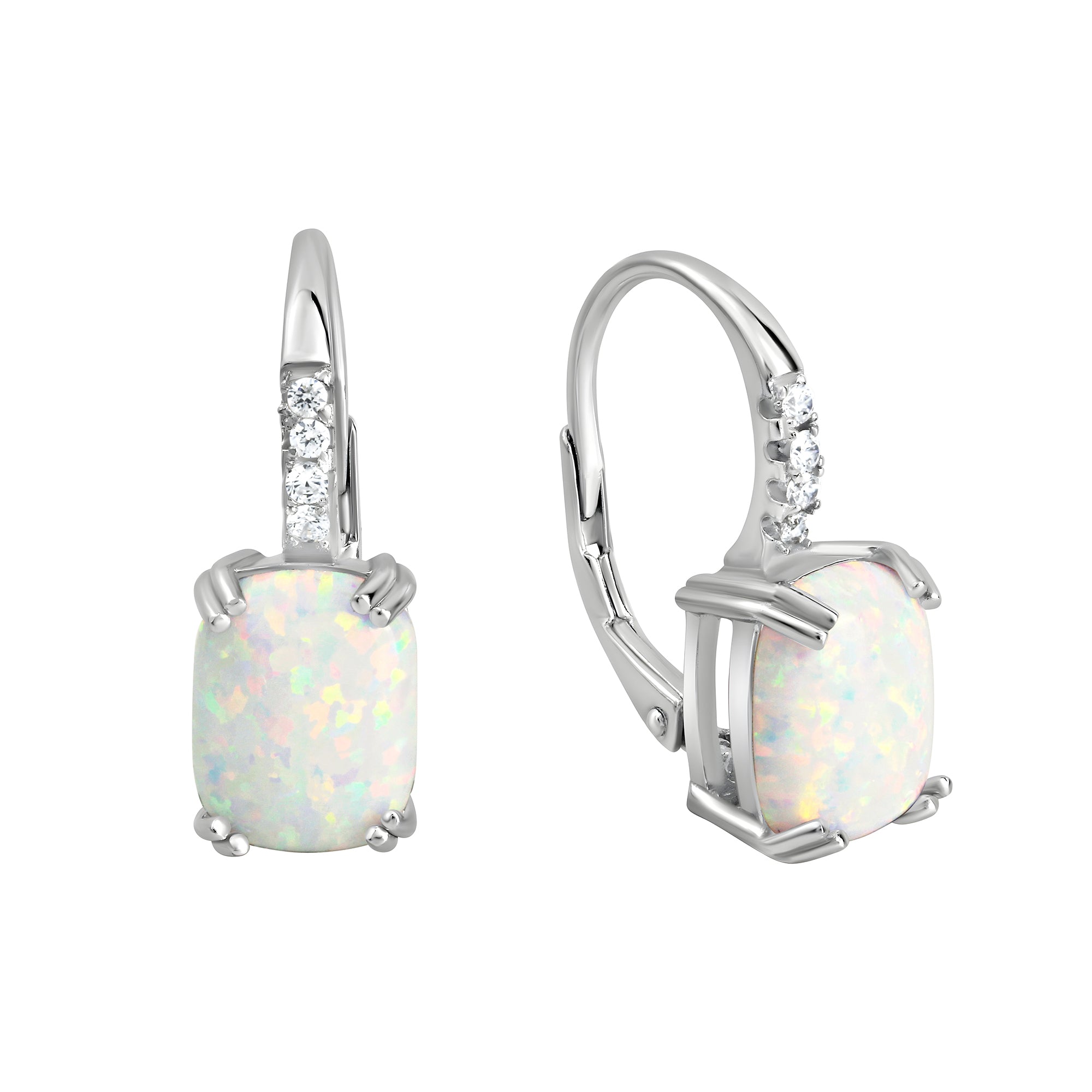 Ohrhänger 925/- Sterling Silber rhodiniert synth. Opal und Zirkonia