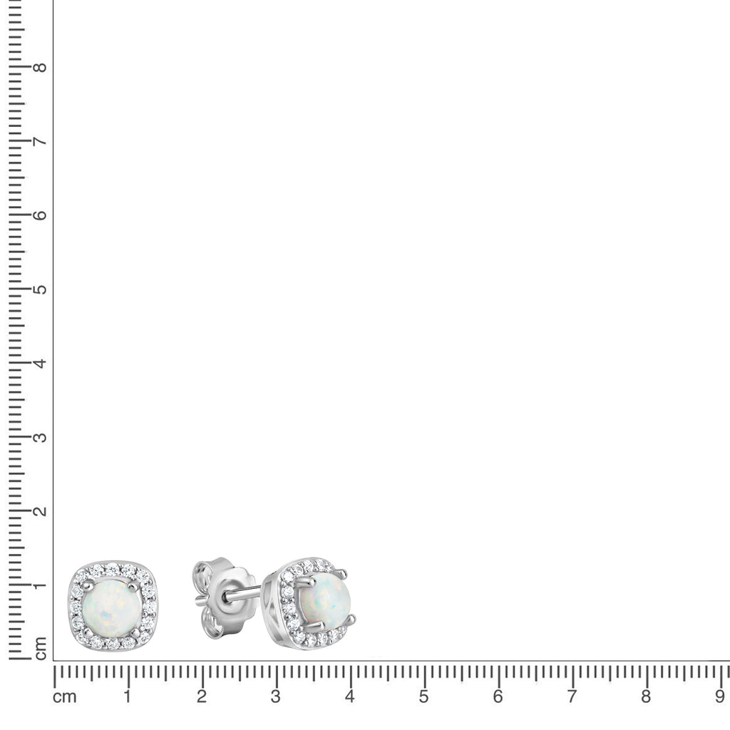 Ohrstecker 925/- Sterling Silber rhodiniert synth. Opal und Zirkonia
