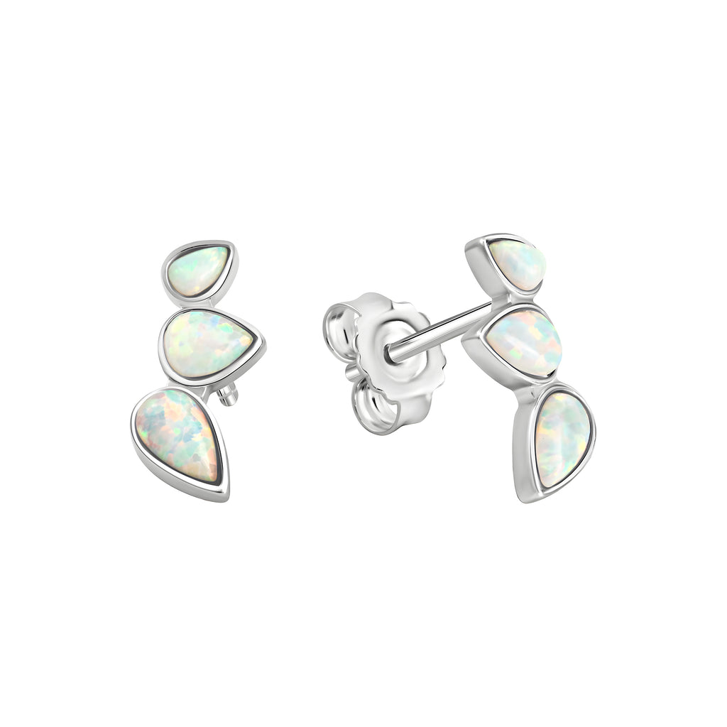 Ohrstecker 925/- Sterling Silber rhodiniert synth. Opal