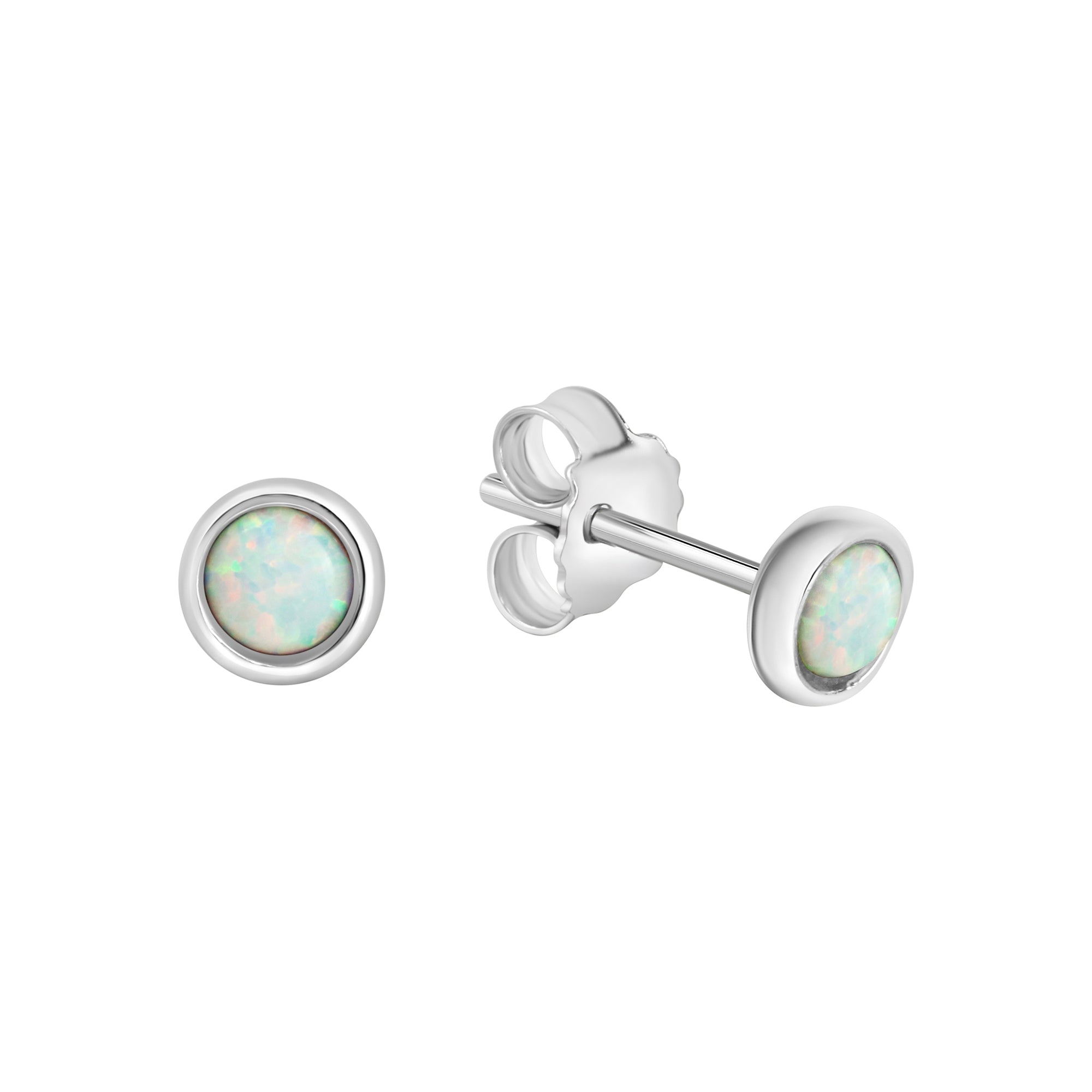 Ohrstecker 925/- Sterling Silber rhodiniert synth. Opal