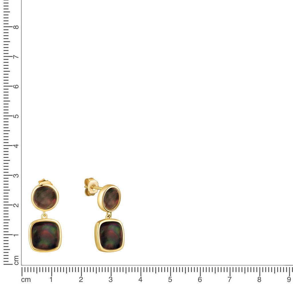 Ohrstecker 925/- Sterling Silber vergoldet Perlmutt schwarz
