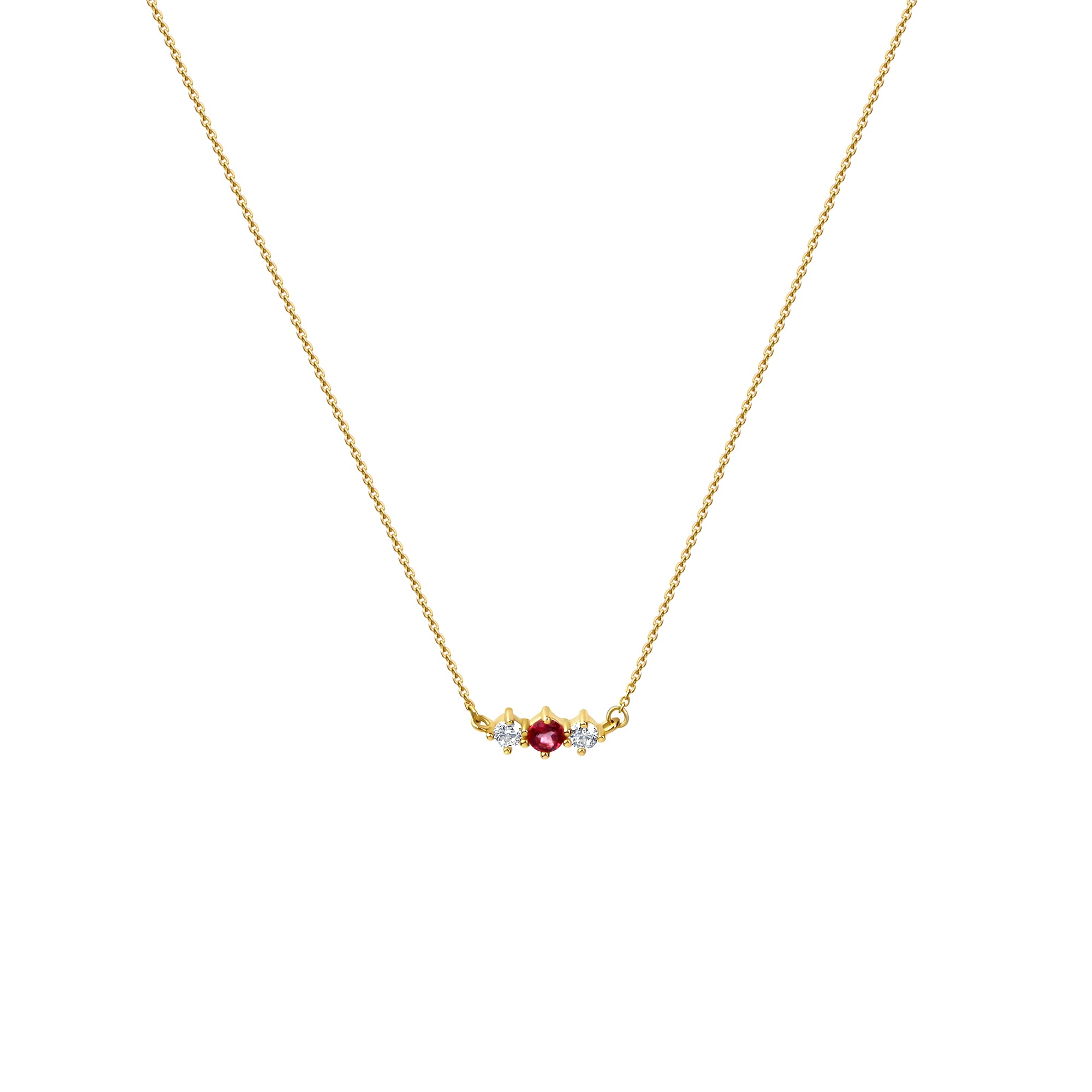Kette 375/- Gelbgold Zirkonia und Pink Topas