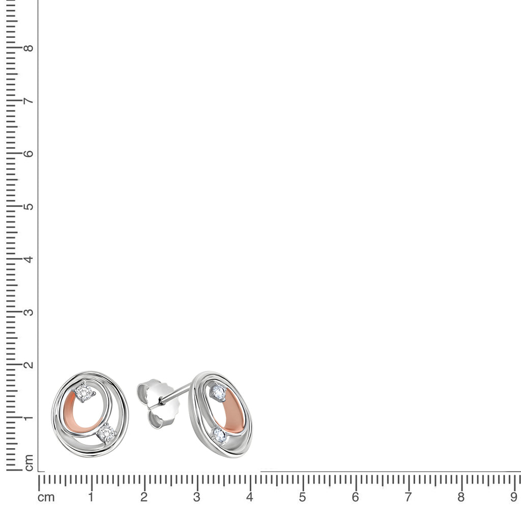 Ohrstecker 925/- Sterling Silber rhodiniert und rosé vergoldet Zirkonia