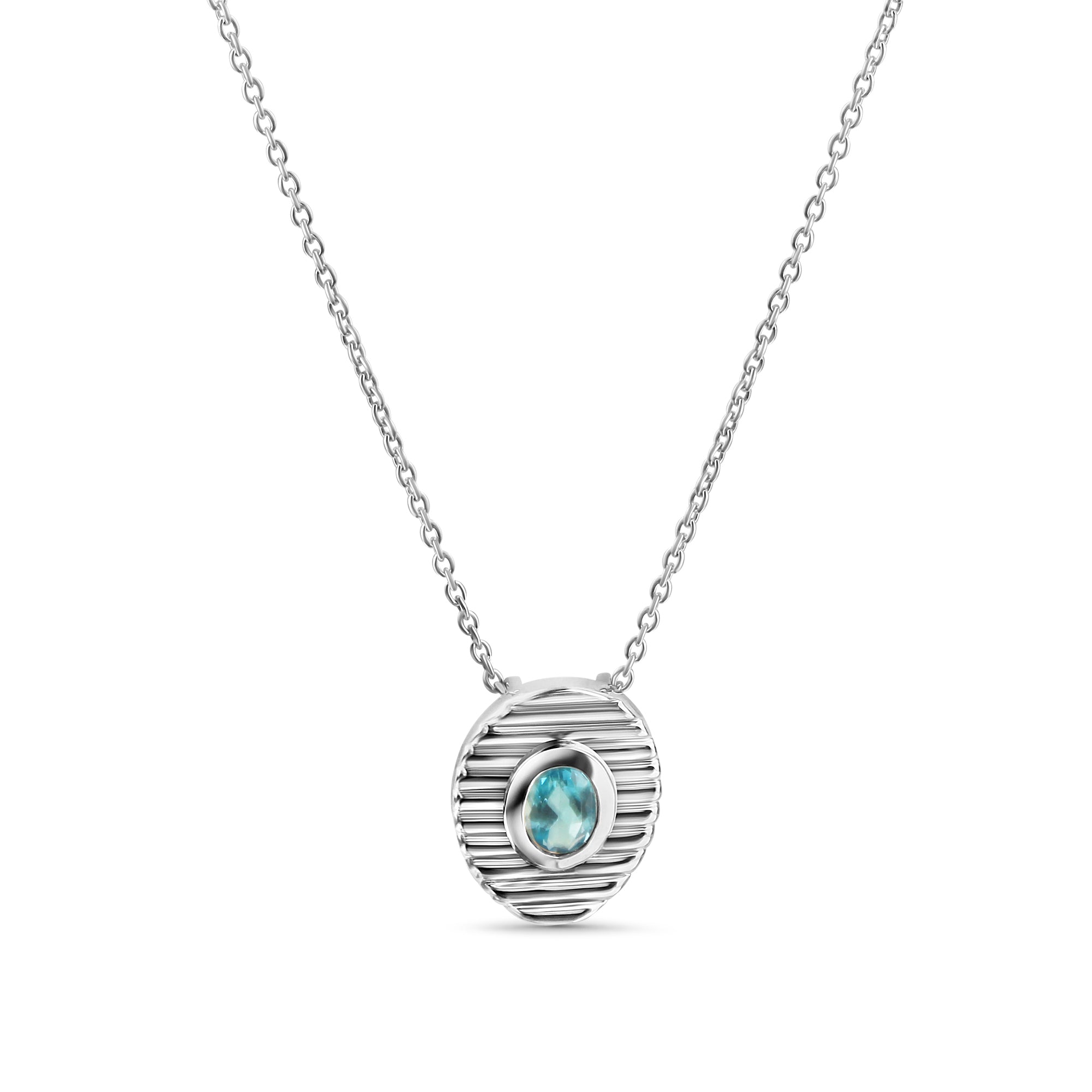 Anhänger mit Kette 925/- Sterling Silber rhodiniert Blautopas