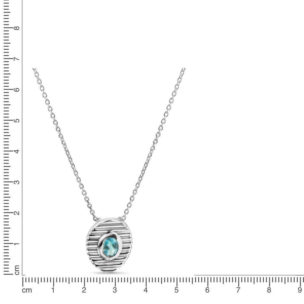 Anhänger mit Kette 925/- Sterling Silber rhodiniert Blautopas