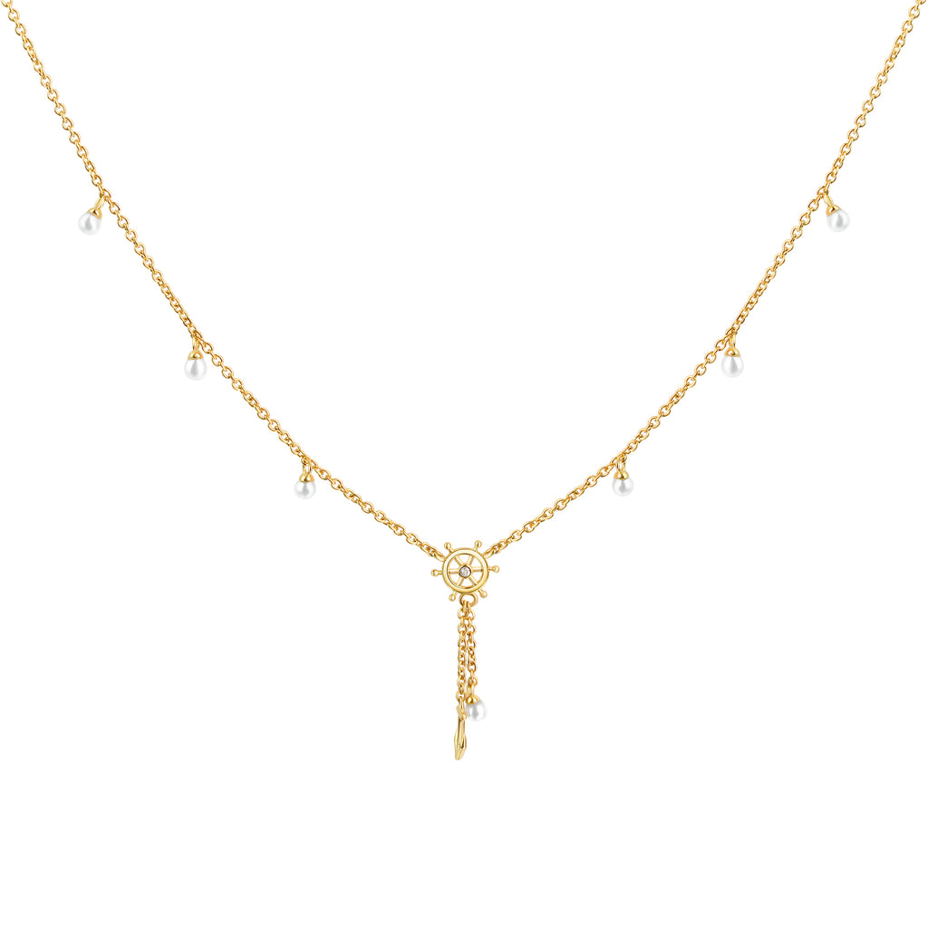 Kette 925/- Sterling Silber vergoldet Perle und Zirkonia