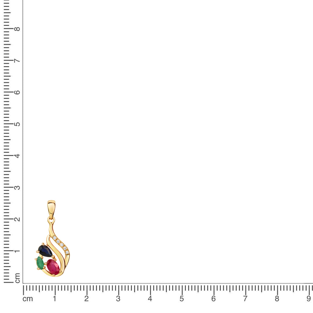 Anhänger 375/- Gelbgold glanz Zirkonia,Rubin,Safir,Smaragd