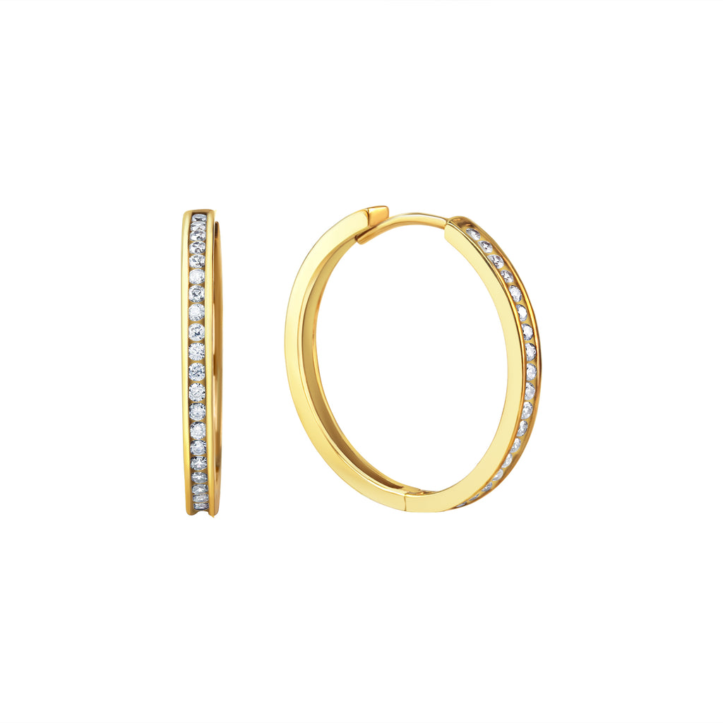 Creolen 375/- Gelbgold glanz Zirkonia Ø22mm