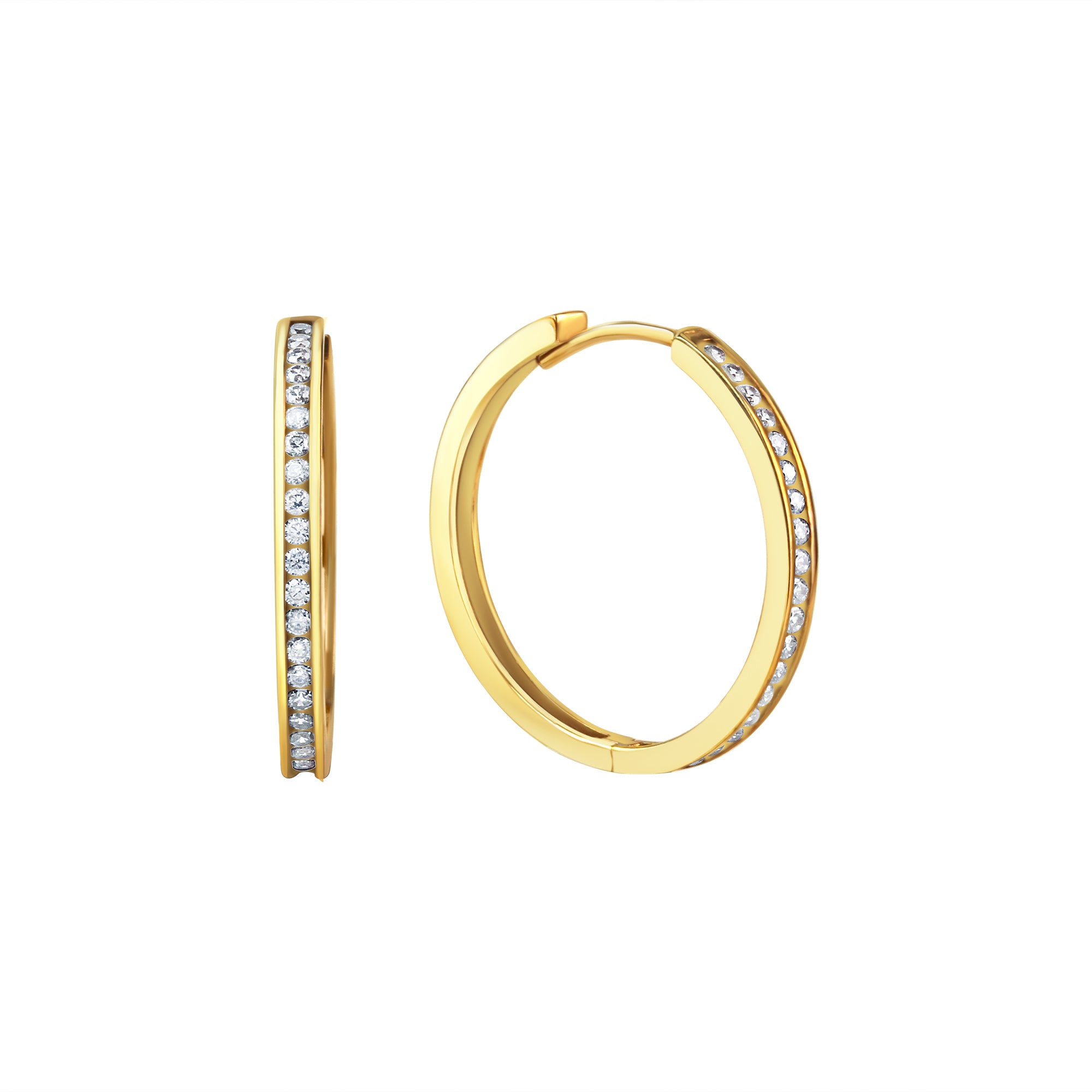 Creolen 375/- Gelbgold glanz Zirkonia Ø22mm