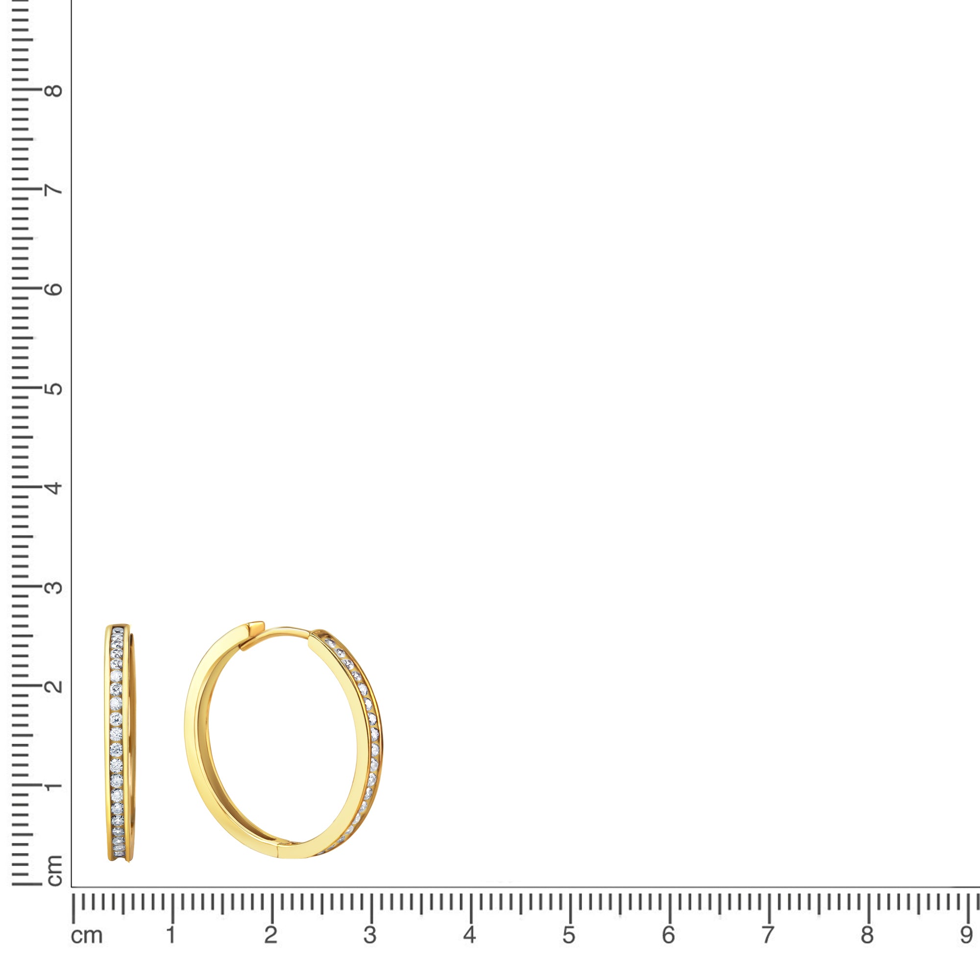 Creolen 375/- Gelbgold glanz Zirkonia Ø22mm