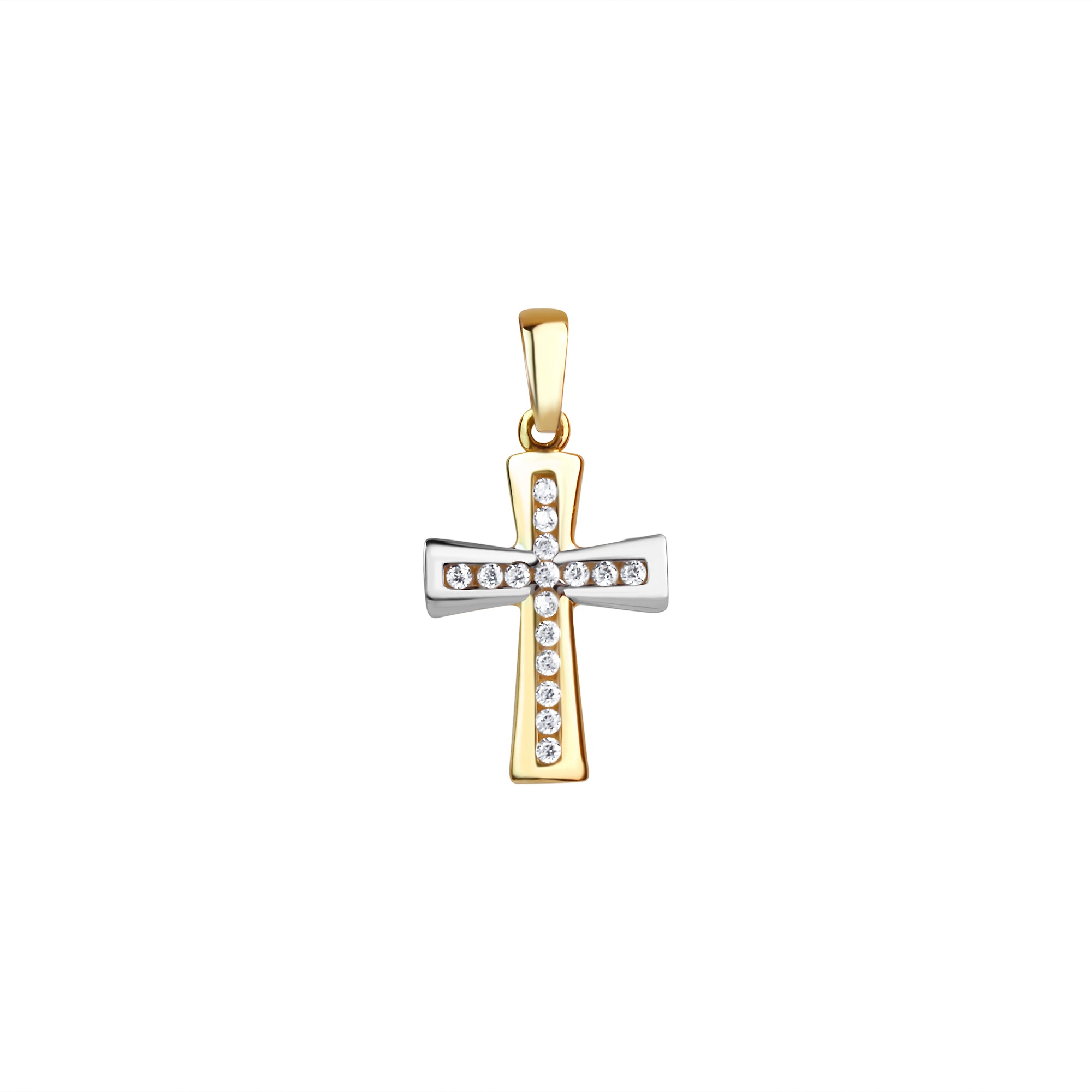 Anhänger 375/- Gelbgold bicolor Kreuz Zirkonia