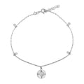 Fusskette 925/- Sterling Silber rhodiniert Windrose