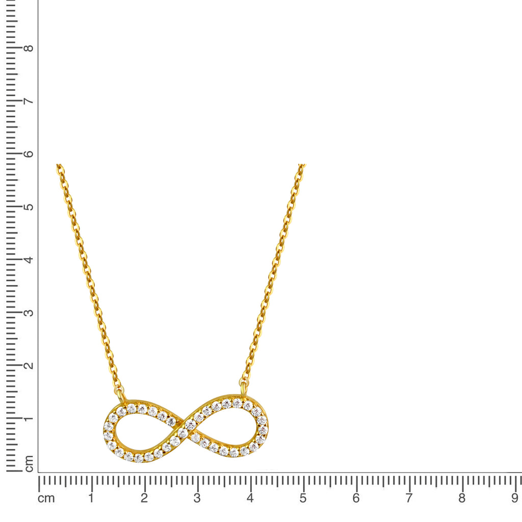 Anhänger mit Kette 925/- Sterling Silber vergoldet Infinity Zirkonia
