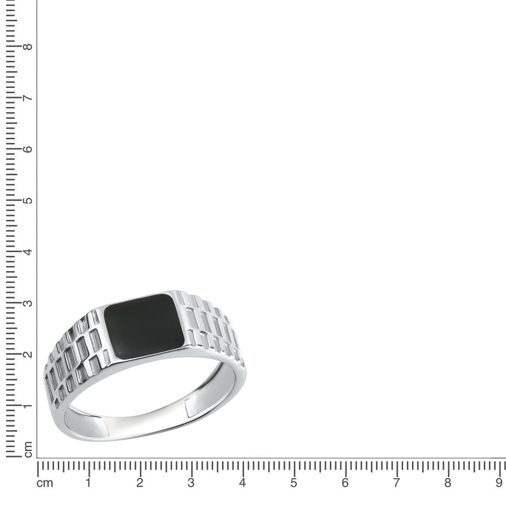 Ring 925/- Sterling Silber rhodiniert Lack schwarz
