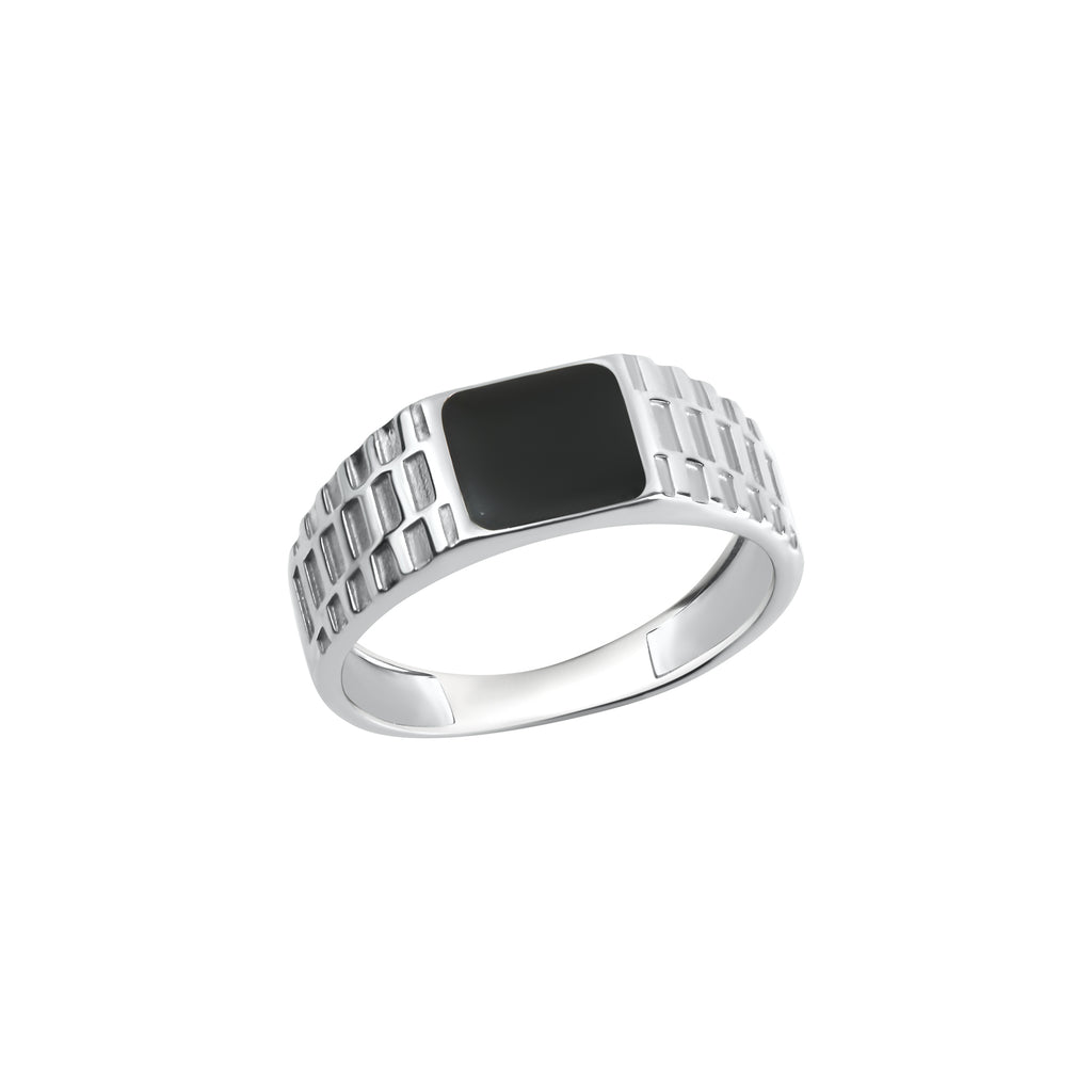Ring 925/- Sterling Silber rhodiniert Lack schwarz
