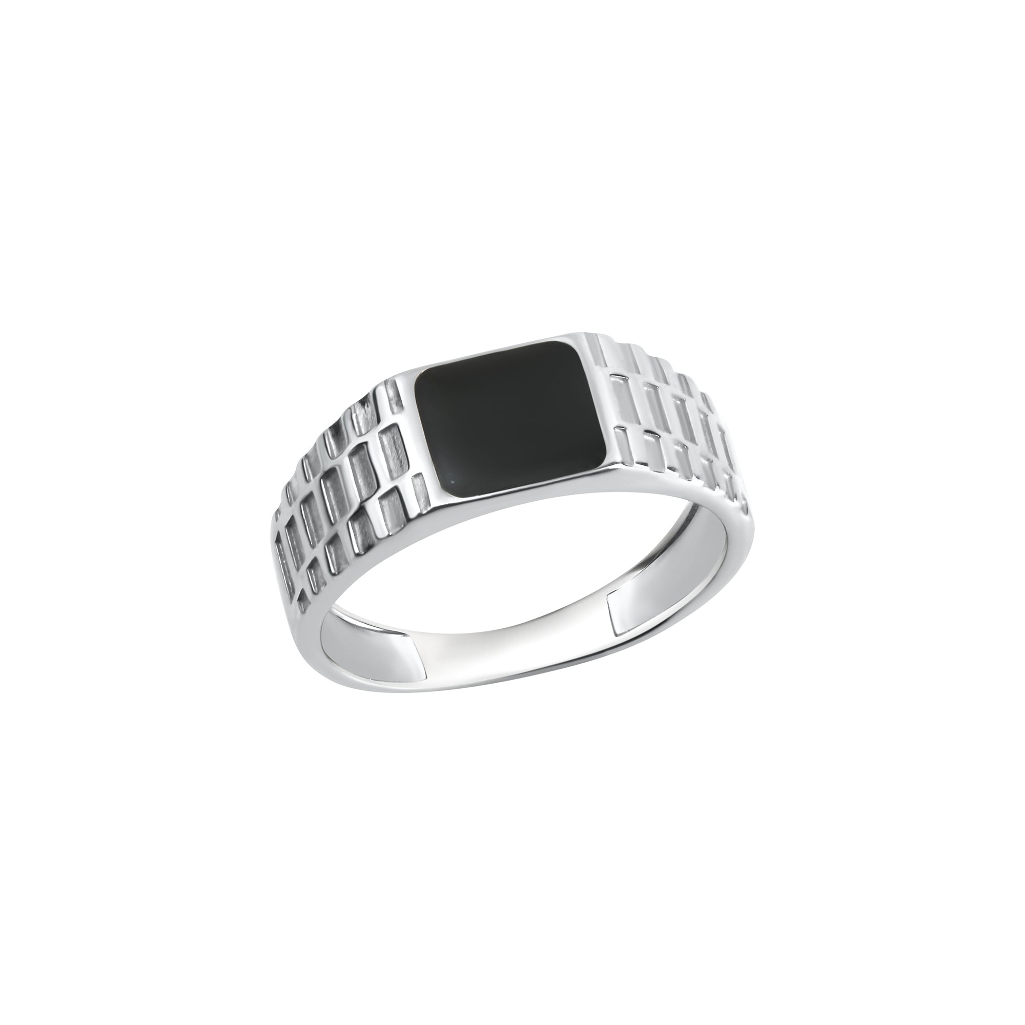 Ring 925/- Sterling Silber rhodiniert Lack schwarz