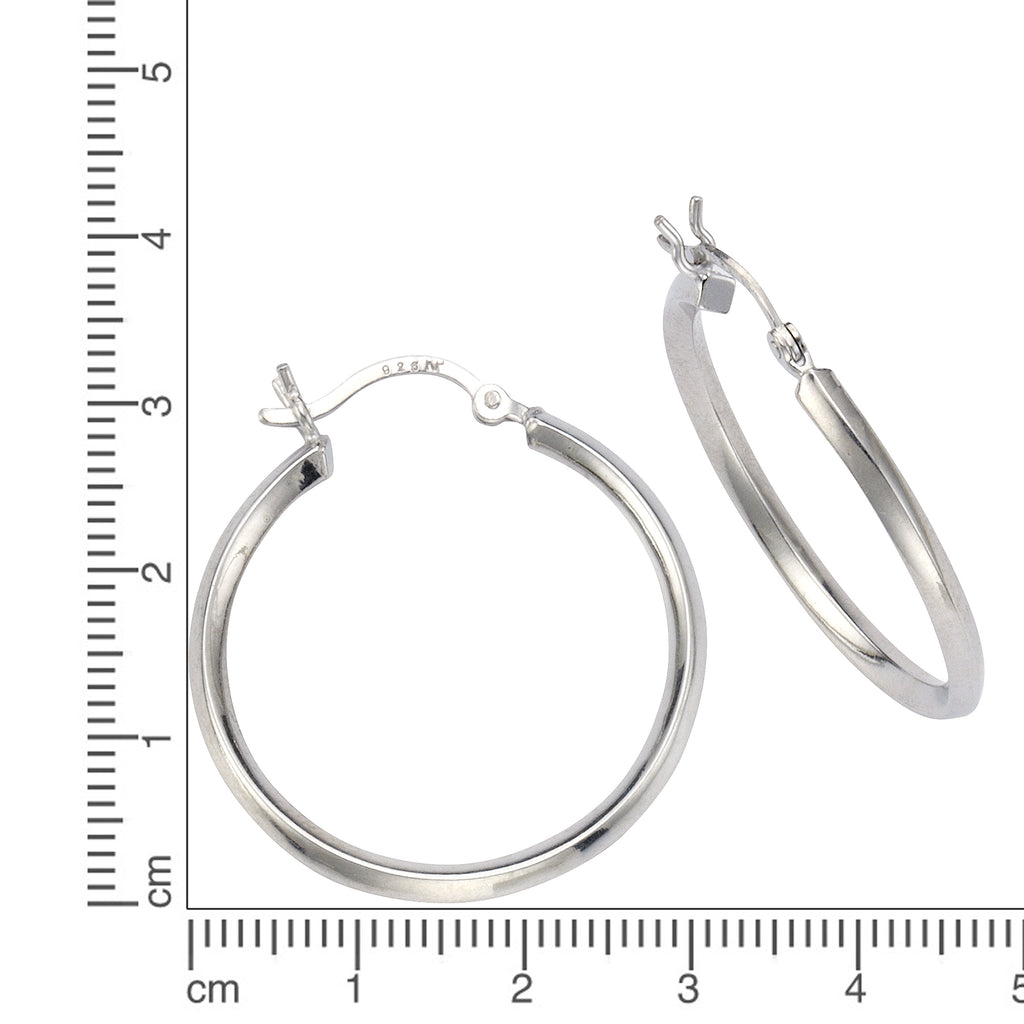 Creolen 925/- Sterling Silber rhodiniert Ø 30mm