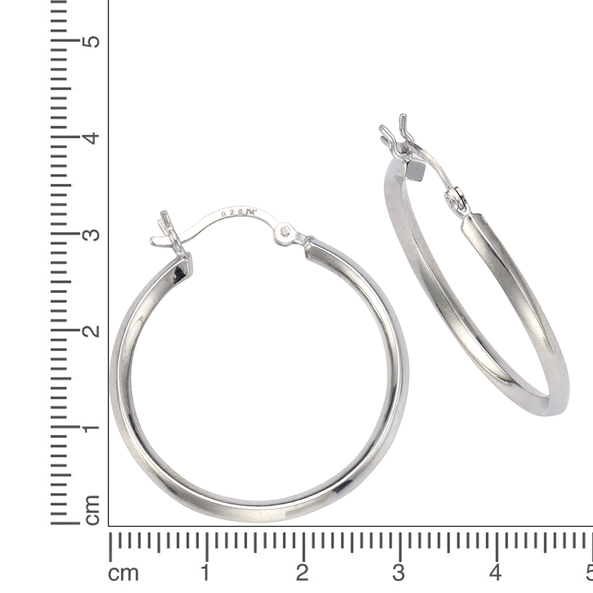 Creolen 925/- Sterling Silber rhodiniert Ø 30mm