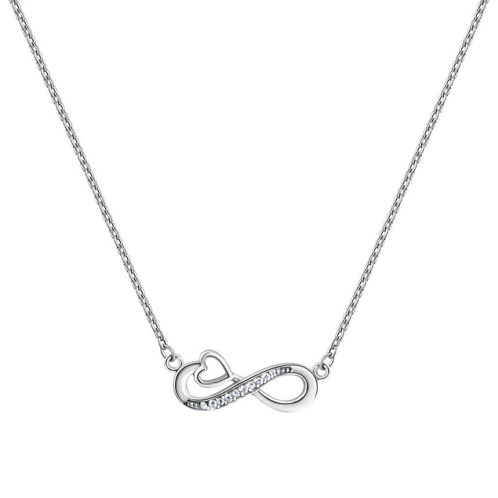 Anhänger mit Kette 925/- Sterling Silber rhodiniert Infinity Zirkonia