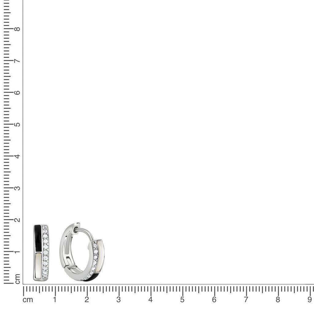 Creolen 925/- Sterling Silber rhodiniert Perlmutt Onyx Zirkonia