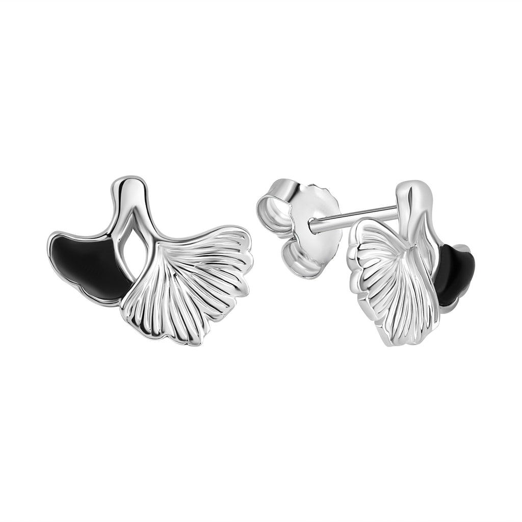 Ohrstecker 925/- Sterling Silber rhodiniert Gingko