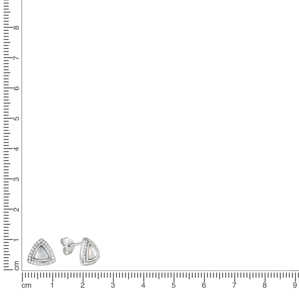 Ohrstecker 925/- Sterling Silber rhodiniert Perlmutt und Zirkonia
