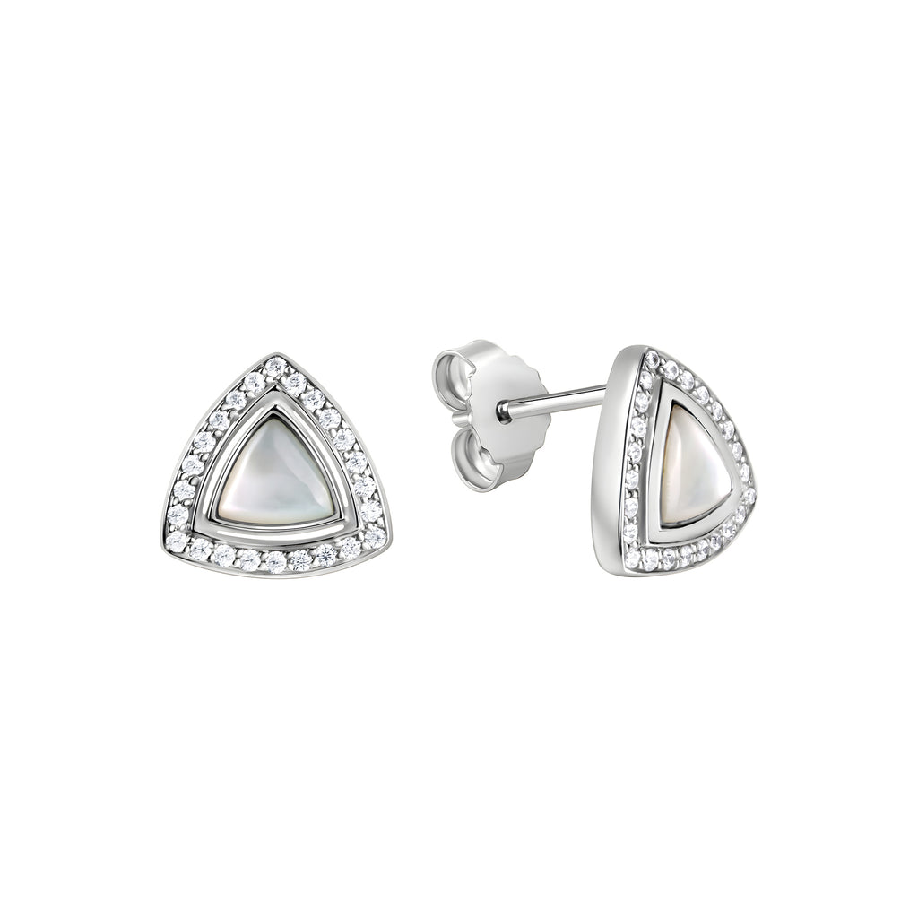 Ohrstecker 925/- Sterling Silber rhodiniert Perlmutt und Zirkonia