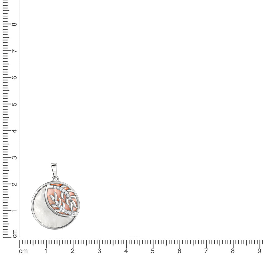 Anhänger 925/- Sterling Silber rhodiniert Perlmutt und Zirkonia