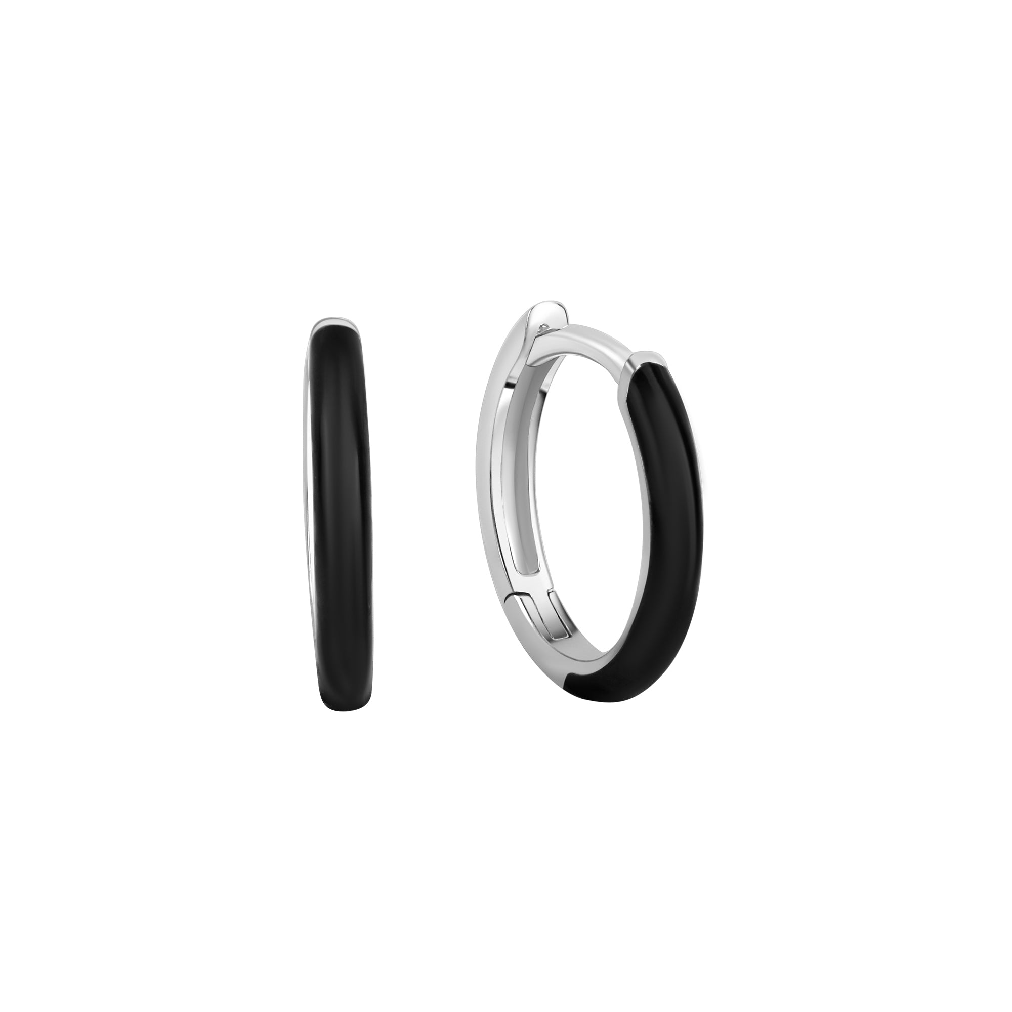 Creolen 925/- Sterling Silber rhodiniert Lack schwarz