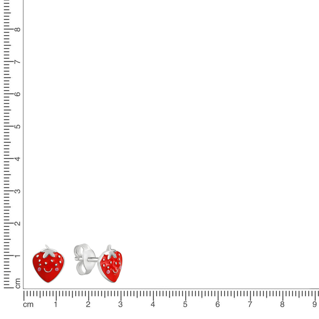 Ohrstecker 925/- Sterling Silber rhodiniert Erdbeeren Lack