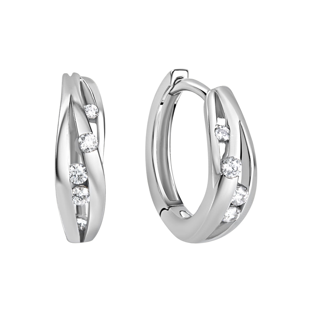 Creolen 925/- Sterling Silber rhodiniert Zirkonia