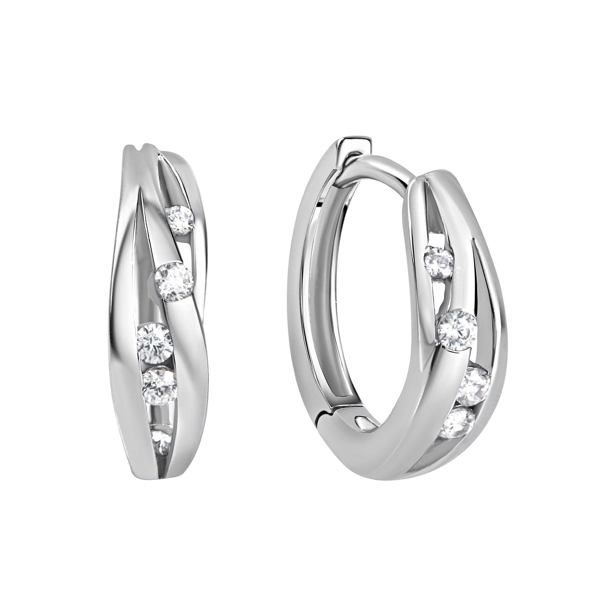 Creolen 925/- Sterling Silber rhodiniert Zirkonia