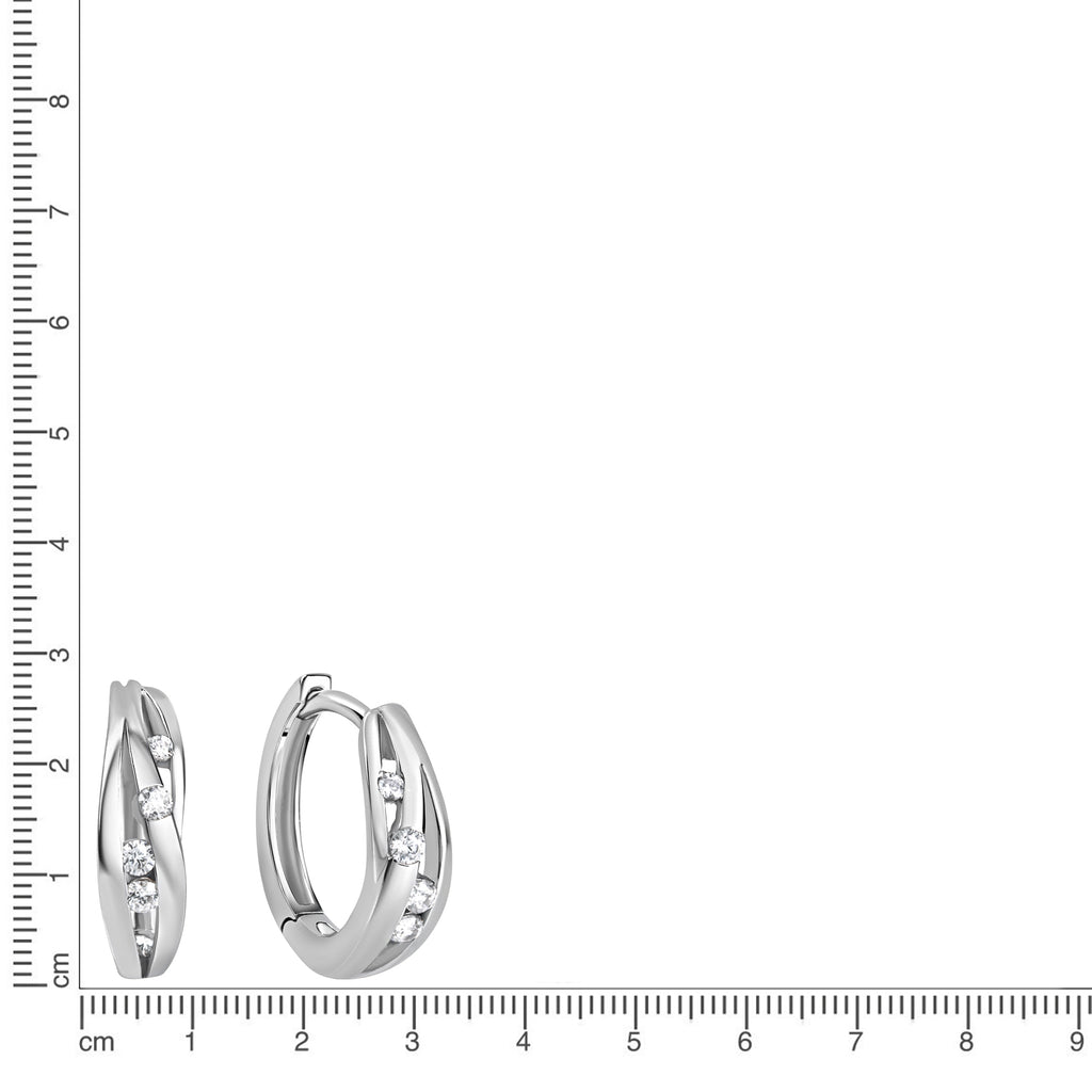 Creolen 925/- Sterling Silber rhodiniert Zirkonia