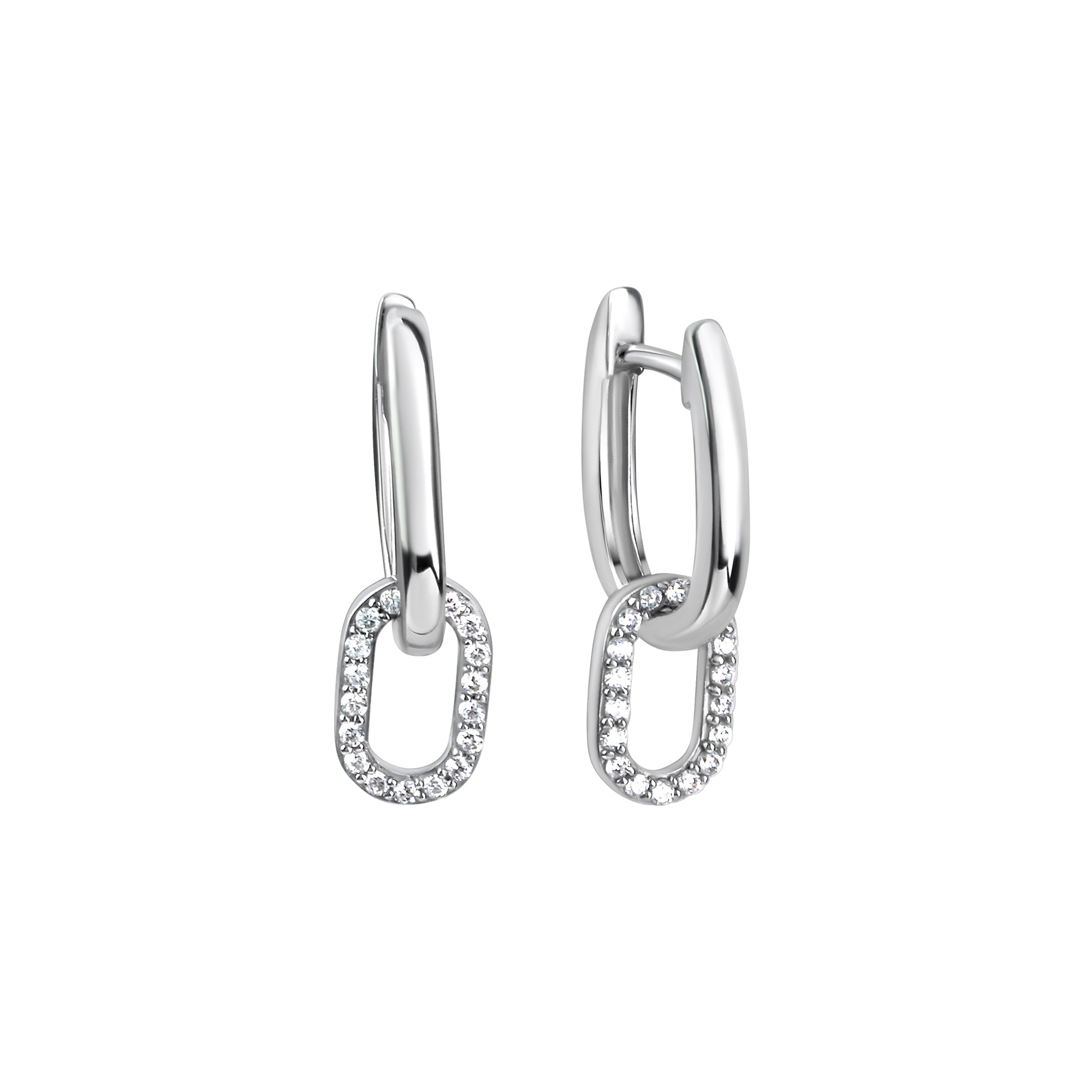 Creolen 925/- Sterling Silber rhodiniert Zirkonia