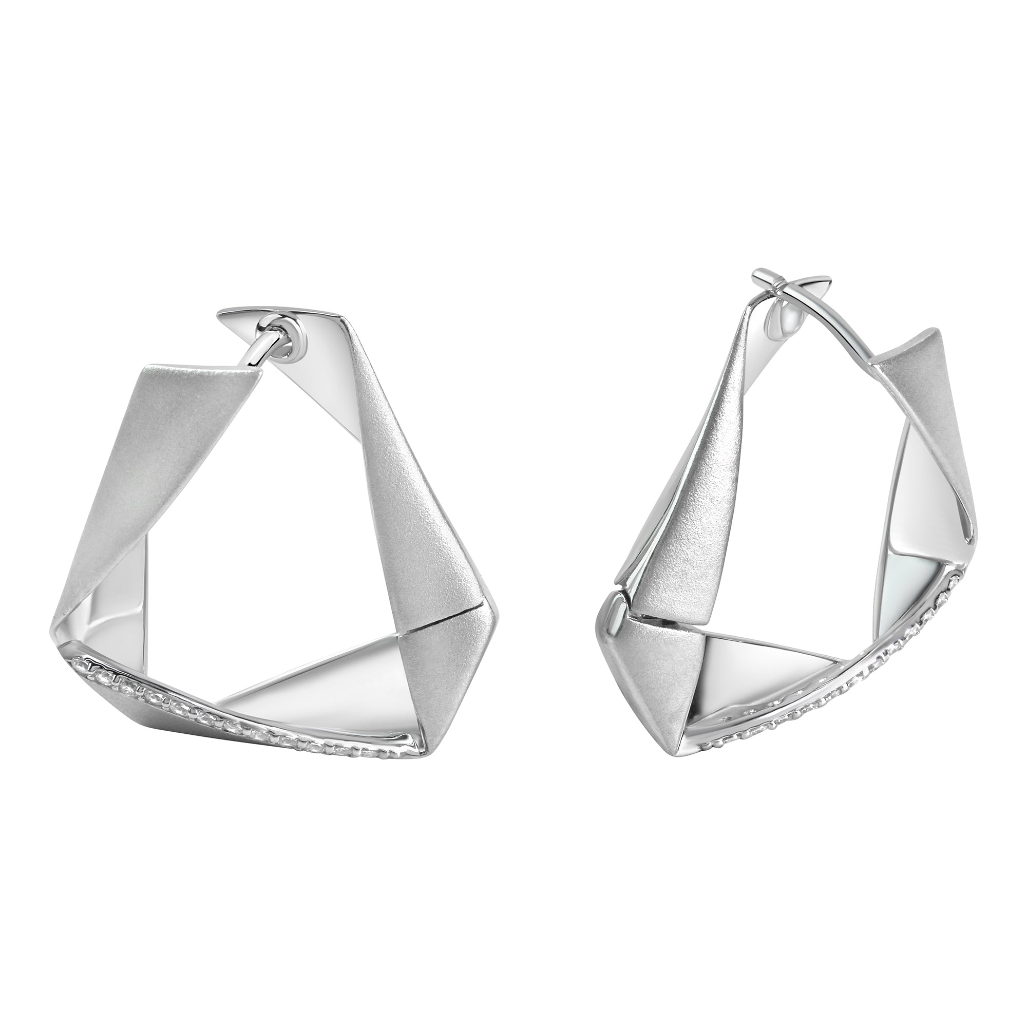 Klappcreolen 925/- Sterling Silber rhodiniert Zirkonia
