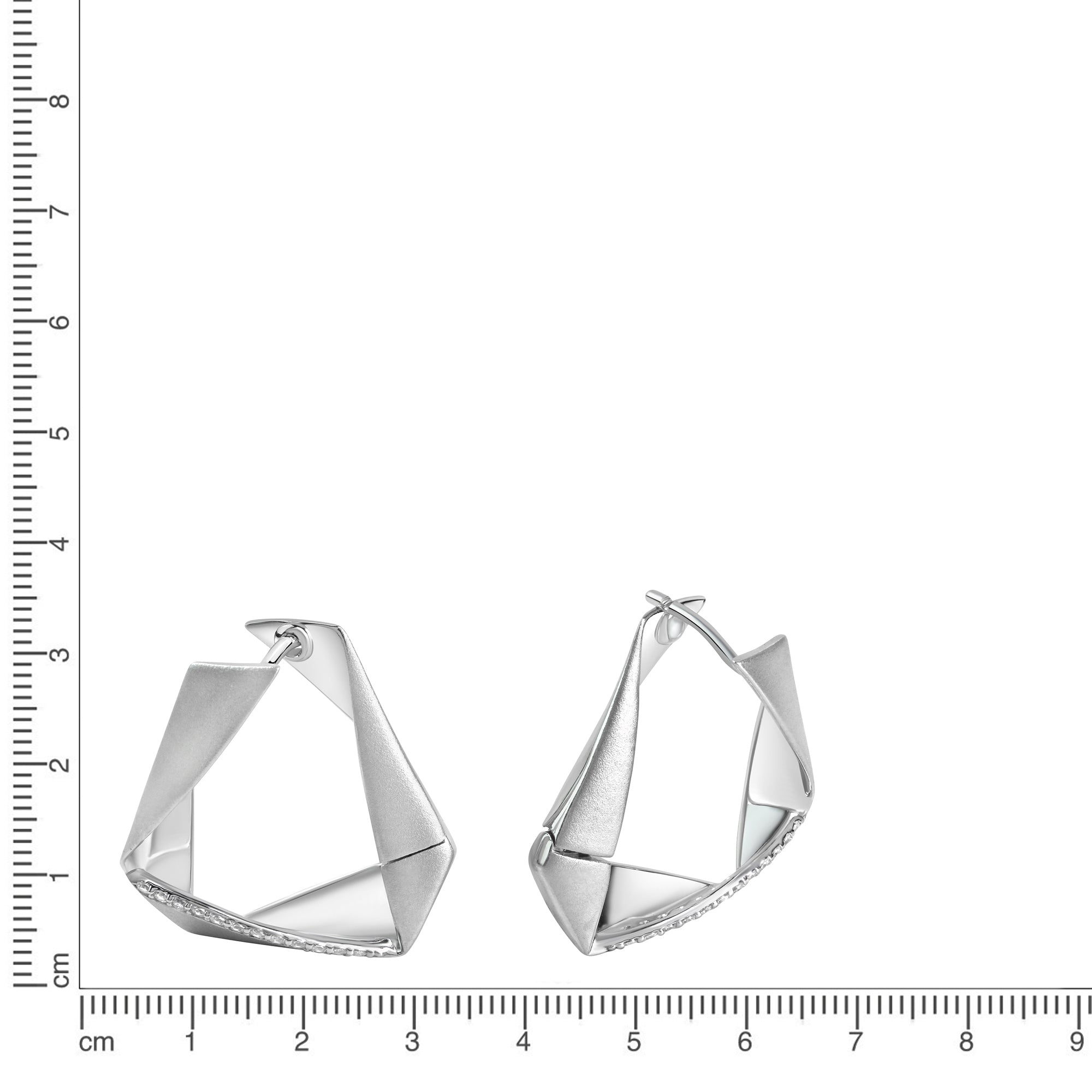 Klappcreolen 925/- Sterling Silber rhodiniert Zirkonia