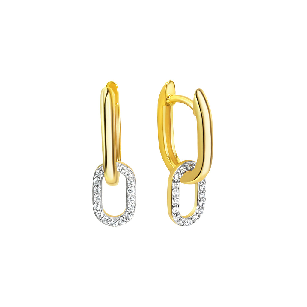 Creolen 925/- Sterling Silber bicolor Zirkonia