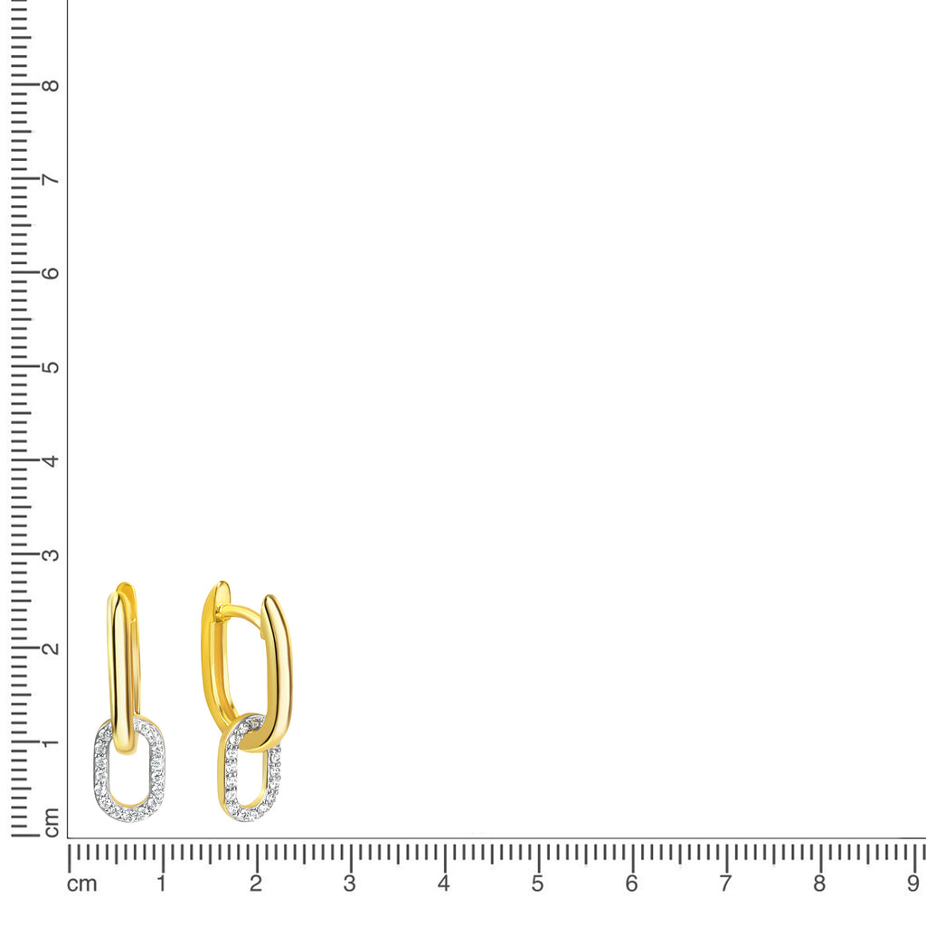 Creolen 925/- Sterling Silber bicolor Zirkonia