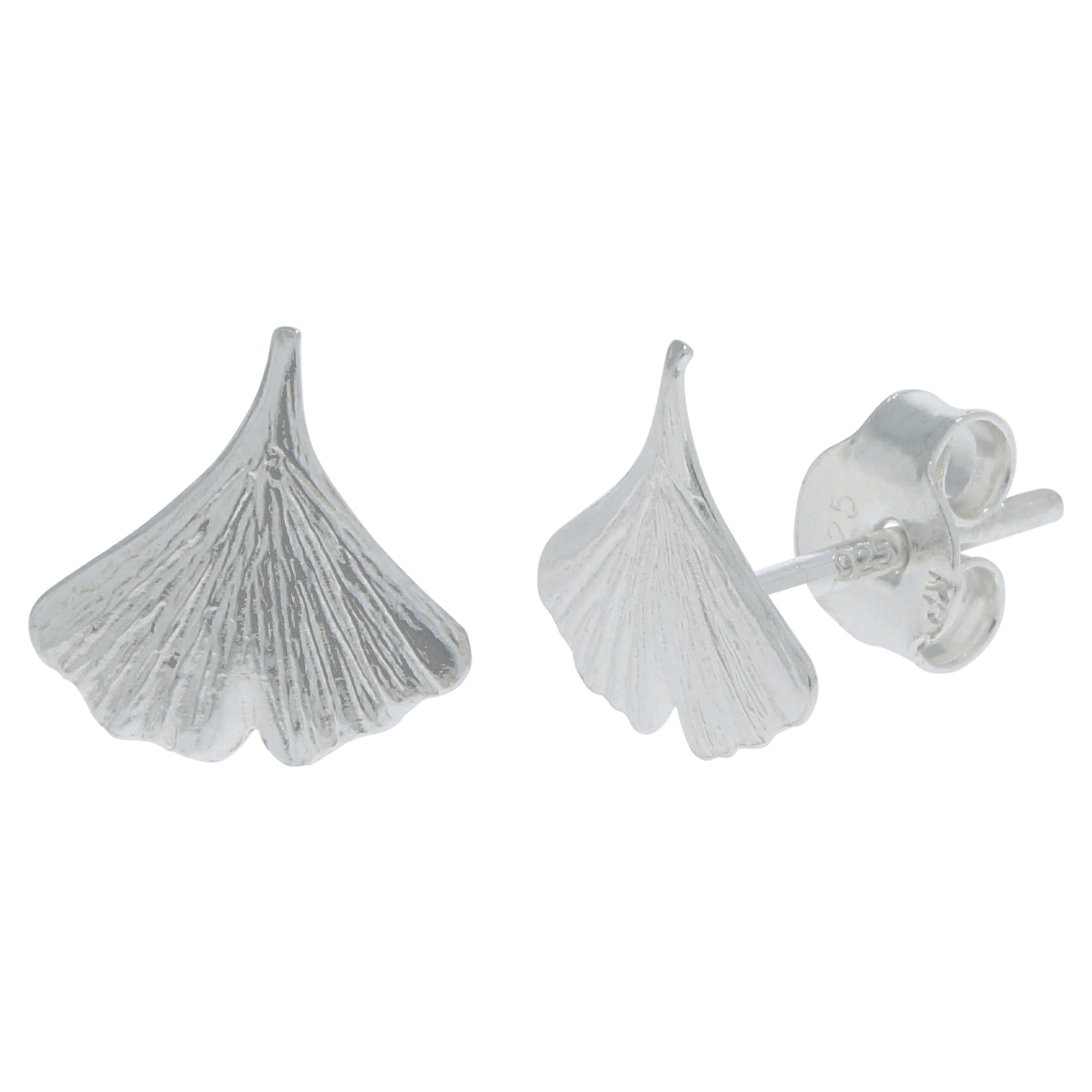 Ohrstecker 925/- Sterling Silber rhodiniert Gingko