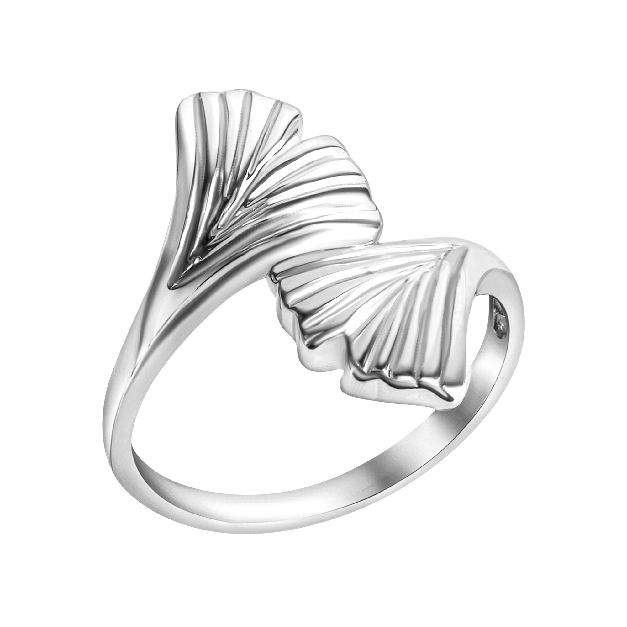 Ring 925/- Sterling Silber rhodiniert Gingko