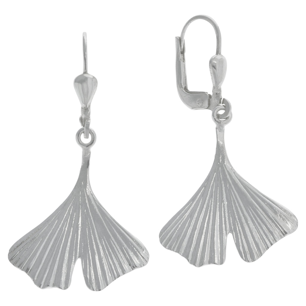 Ohrhänger 925/- Sterling Silber rhodiniert Gingko
