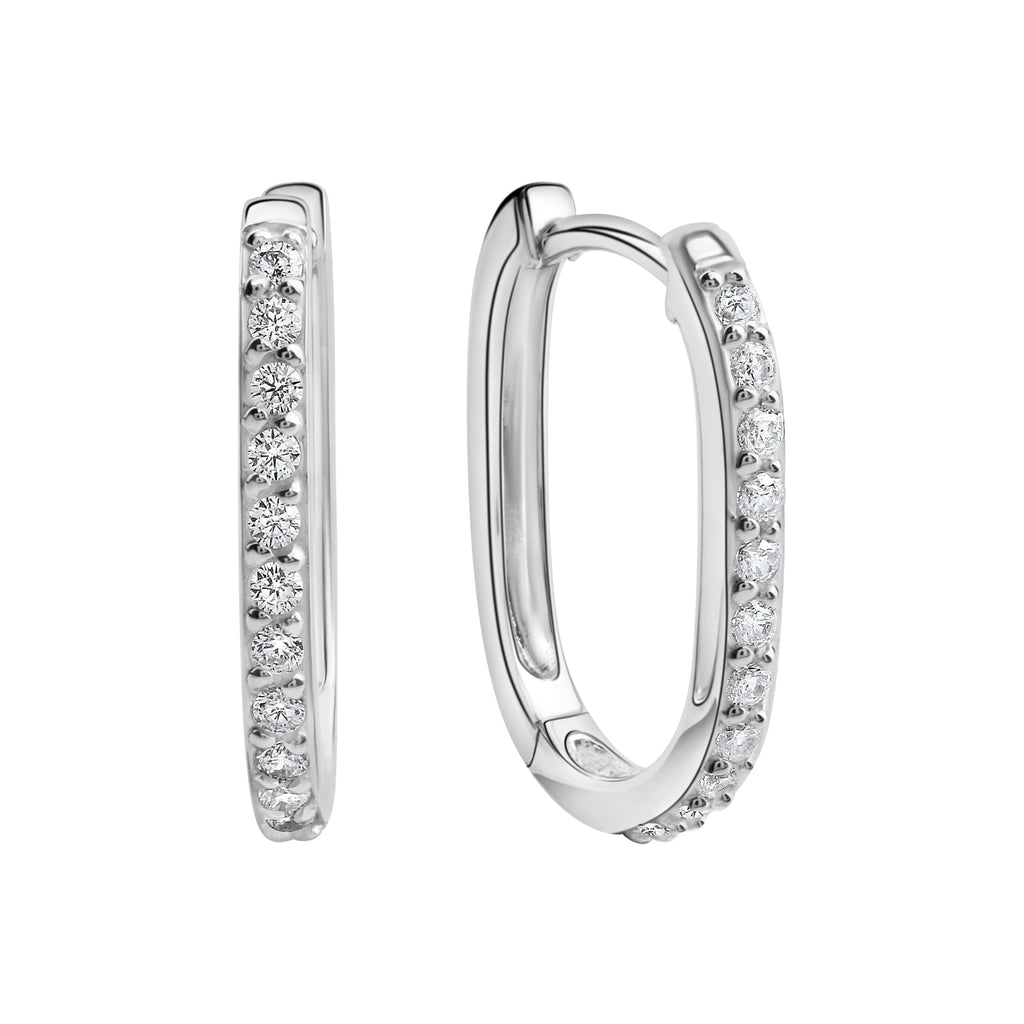Creolen 925/- Sterling Silber rhodiniert Zirkonia