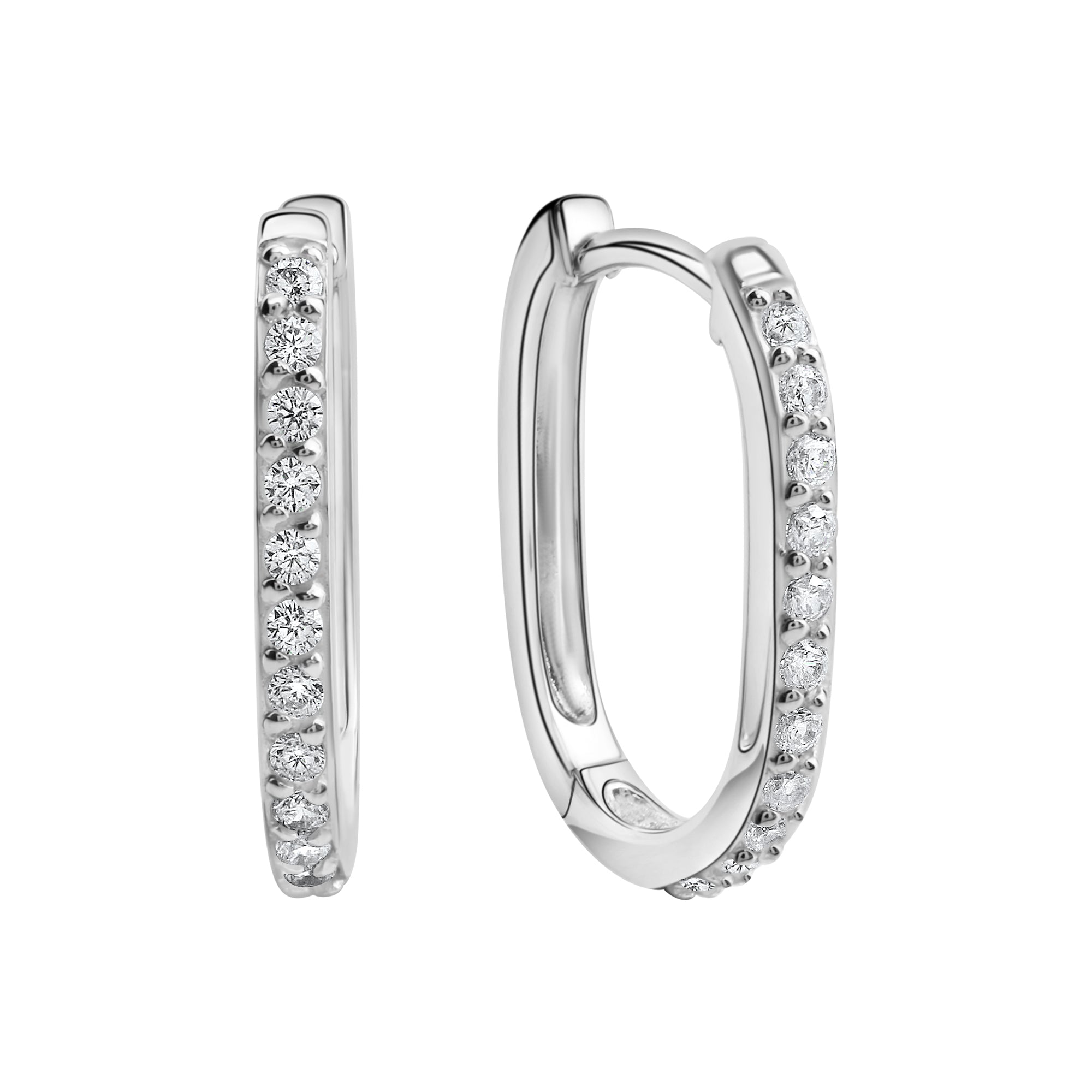 Creolen 925/- Sterling Silber rhodiniert Zirkonia