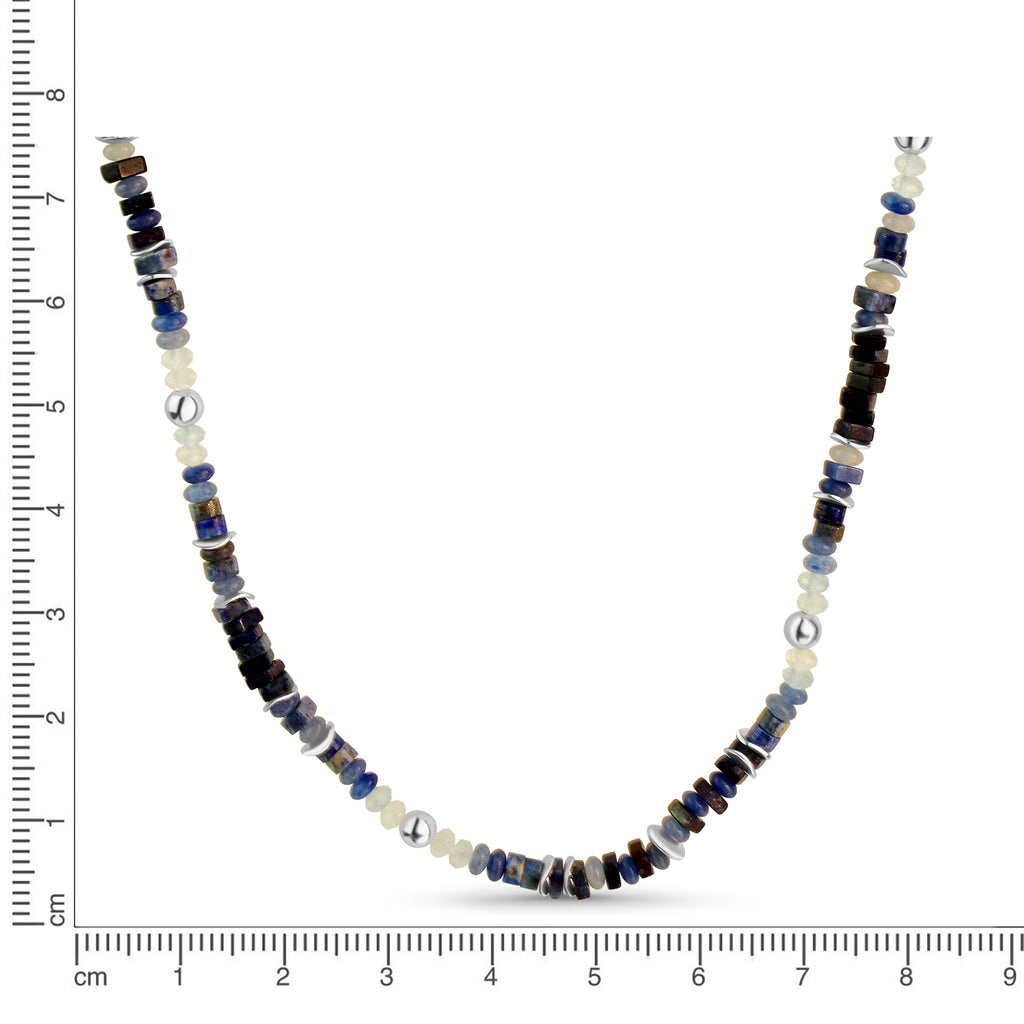 Kette 925/- Sterling Silber rhodiniert Echtstein