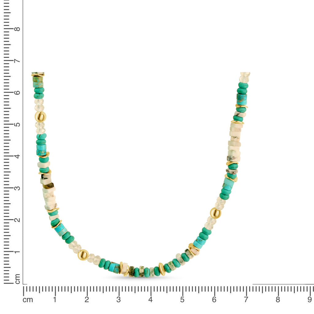 Kette 925/- Sterling Silber vergoldet Türkis/Jaspis