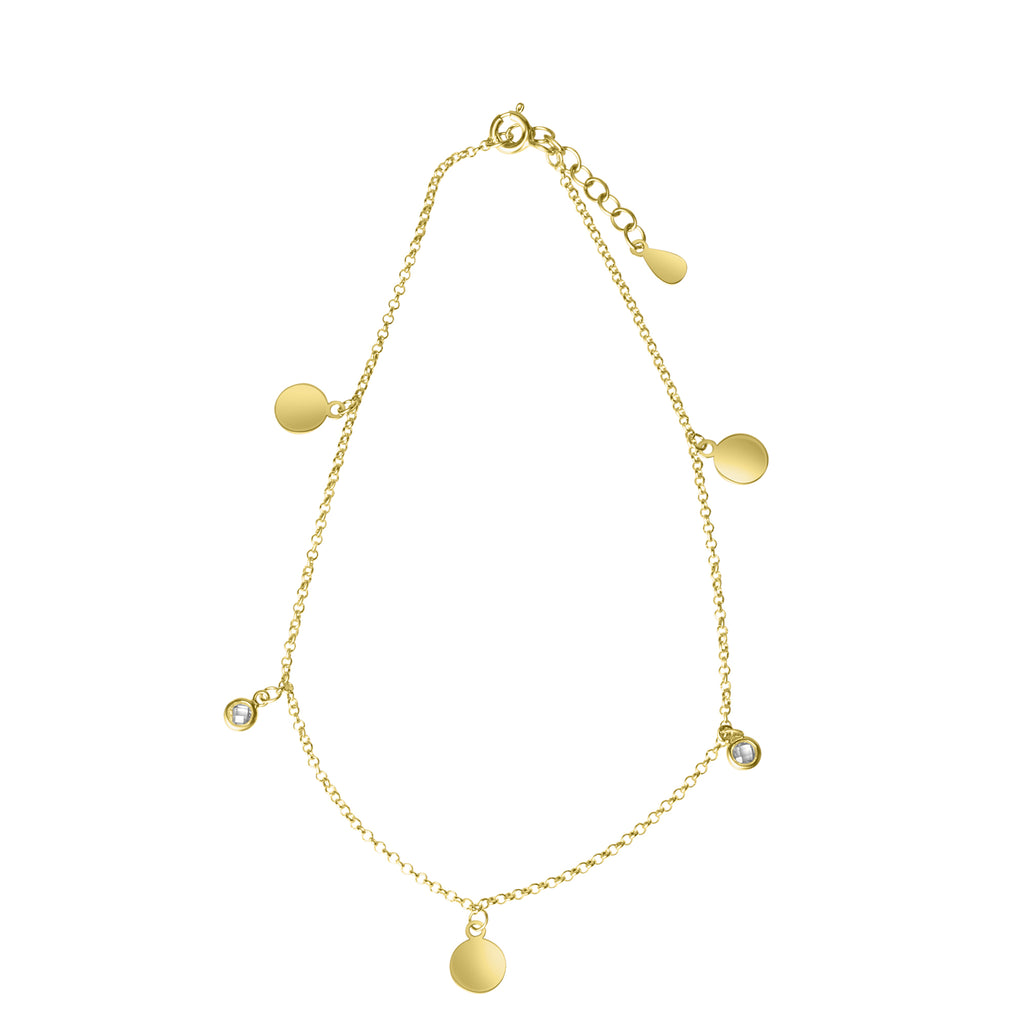 Fusskette 925/- Sterling Silber vergoldet Zirkonia