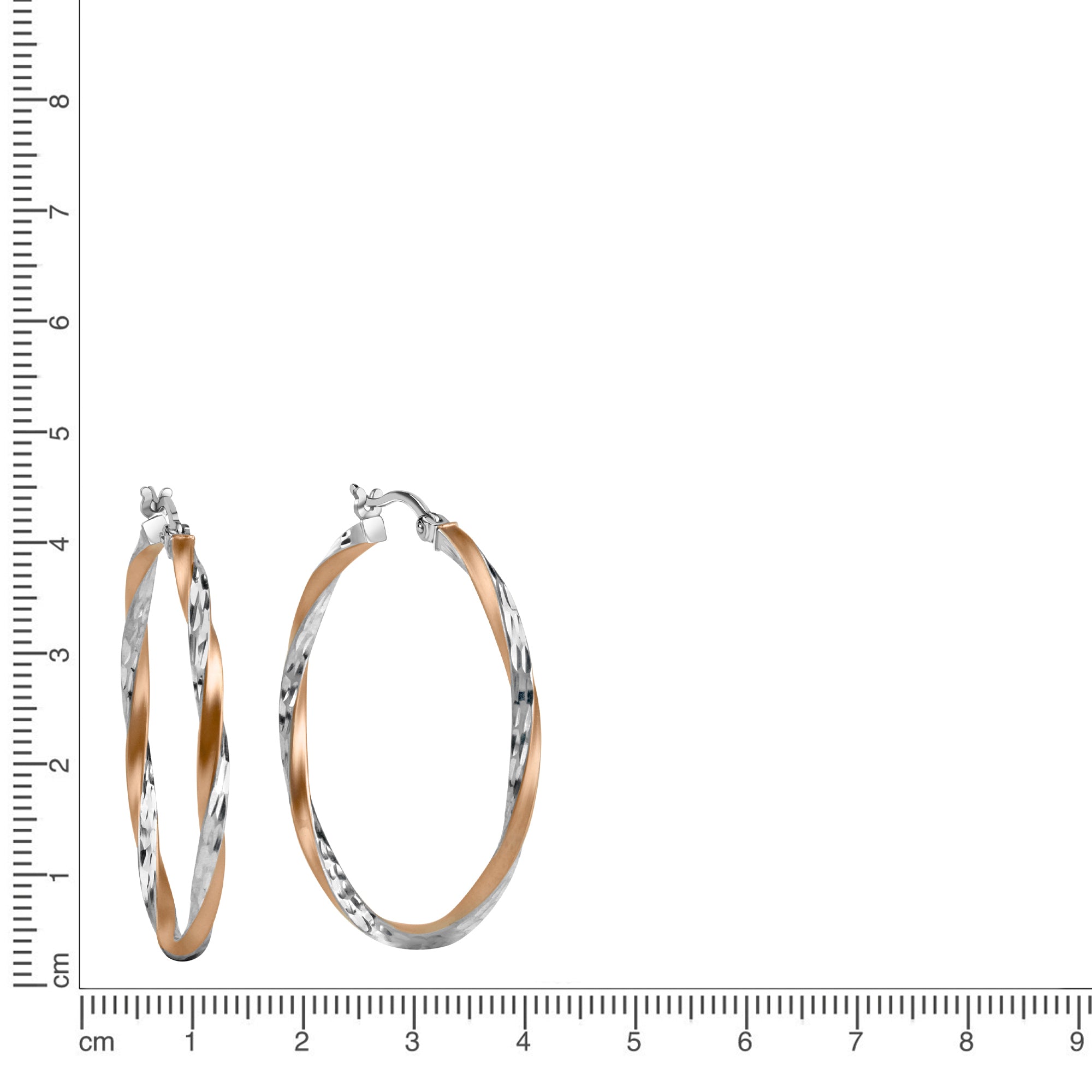 Creolen 925/- Sterling Silber rhodiniert teils rosé vergoldet 30mm