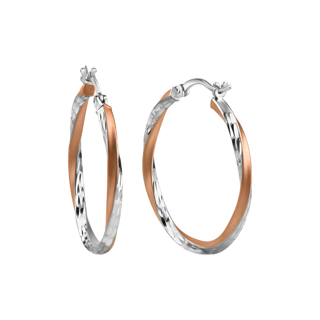 Creolen 925/- Sterling Silber rhodiniert teils rosé vergoldet 30mm